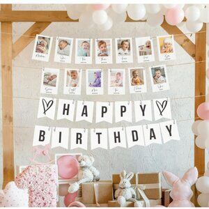 Beautiful 1st Birthday Photo Banner
